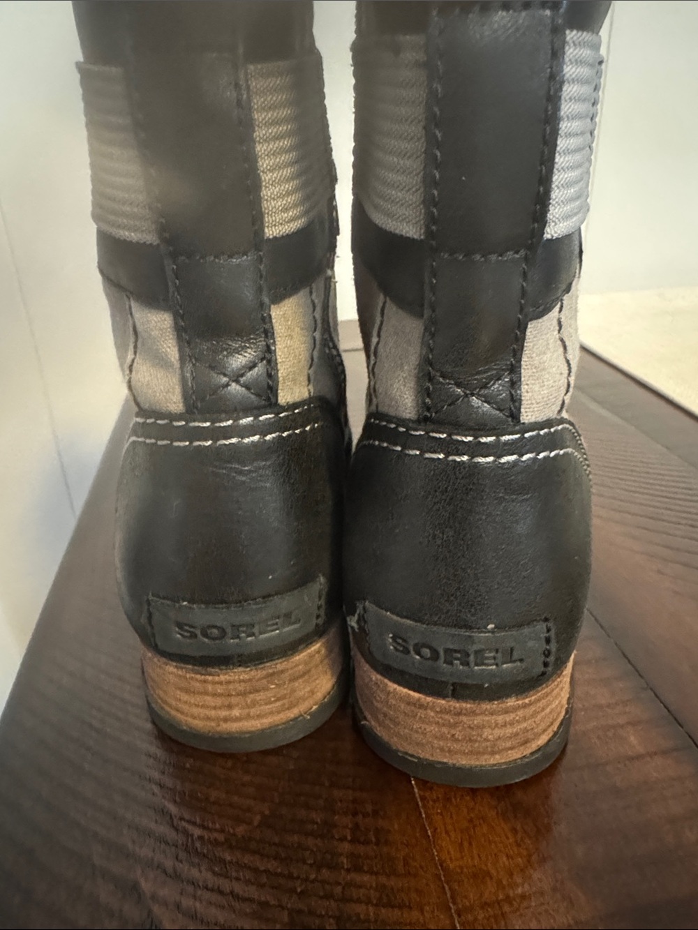 Sorel Black and Gray Lace-Up Combat Boots - Picture 3 of 5
